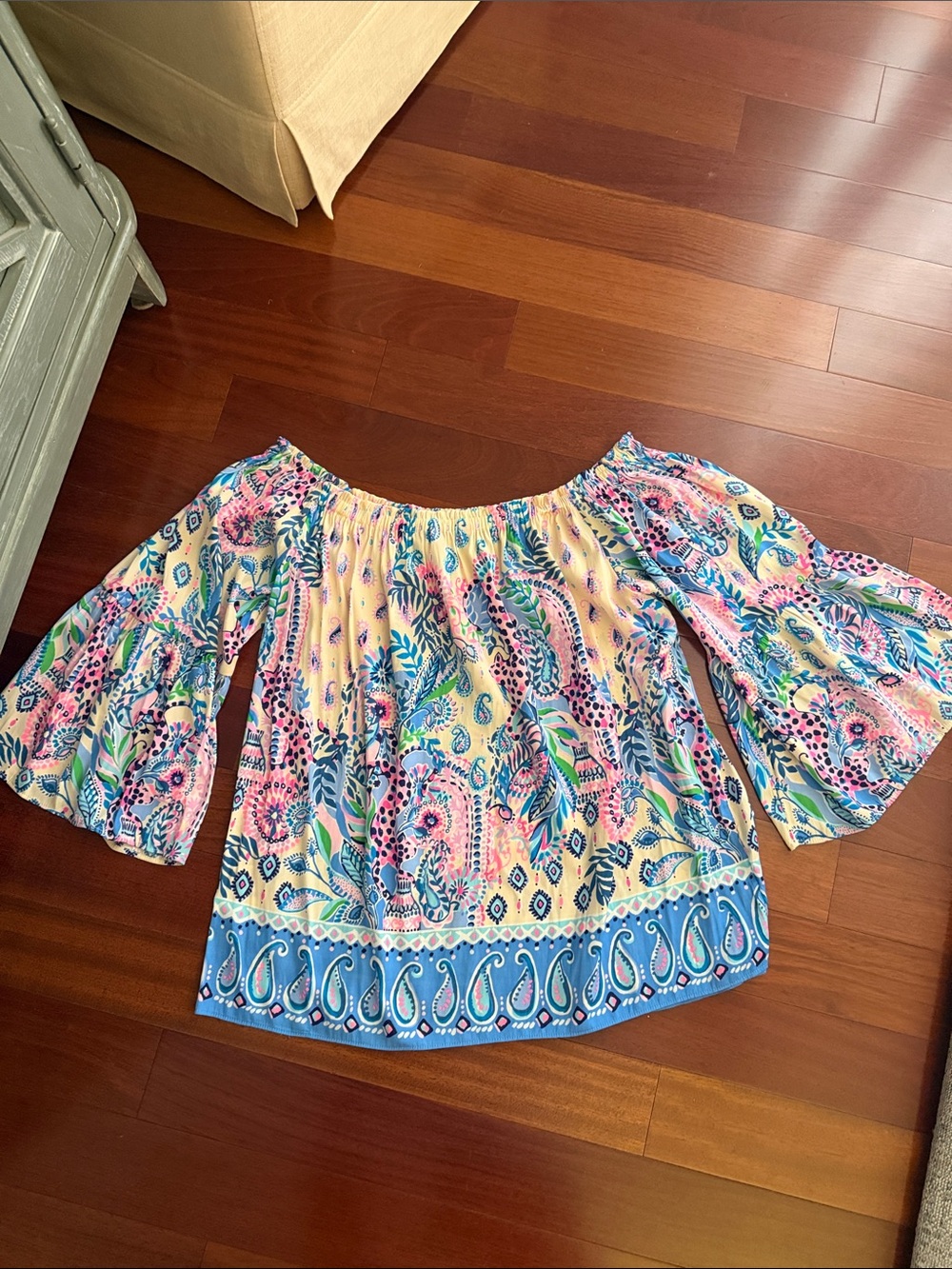 Lilly Pulitzer Pastel Multi Off-Shoulder Floral Tunic